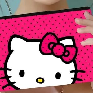Hello Kitty Pink, White & Black Polka Dot Cosmetic Bag- NEW!
